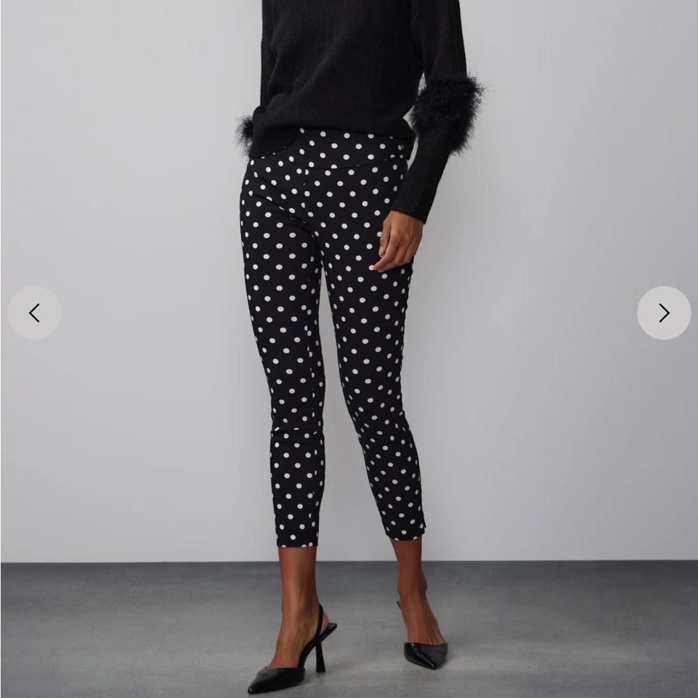 Whitney High-Waisted Pull-On Slim-Leg Ankle Pant - Polka-Dot Print New size L